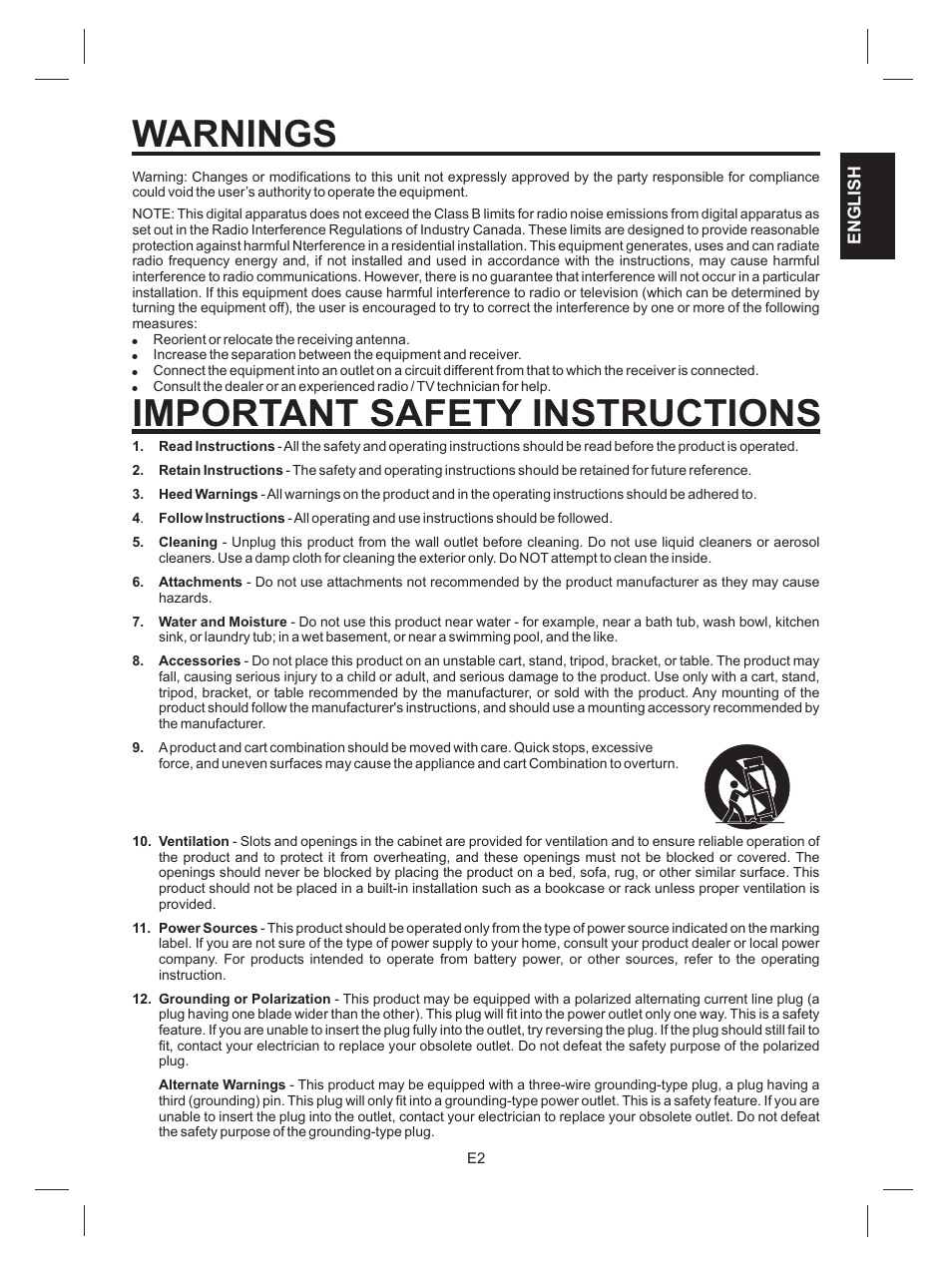 Warnings, Important safety instructions | The Singing Machine SMG-151 User Manual | Page 3 / 56