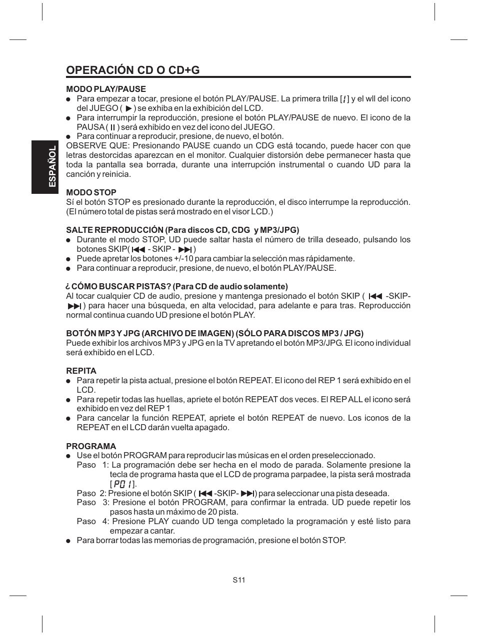 Operación cd o cd+g | The Singing Machine SMG-151 User Manual | Page 30 / 56