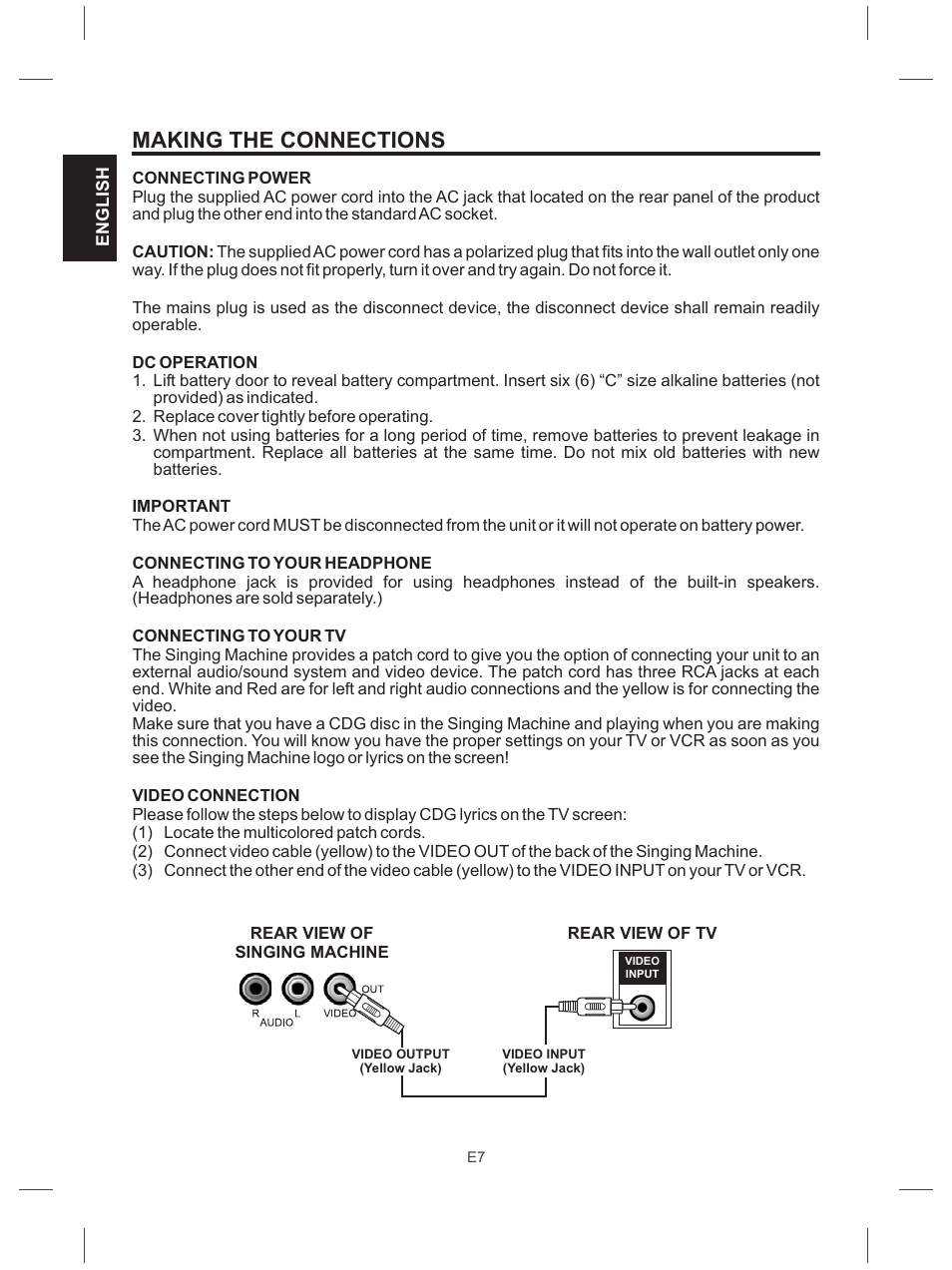 Making the connections | The Singing Machine SMG-151 User Manual | Page 8 / 56