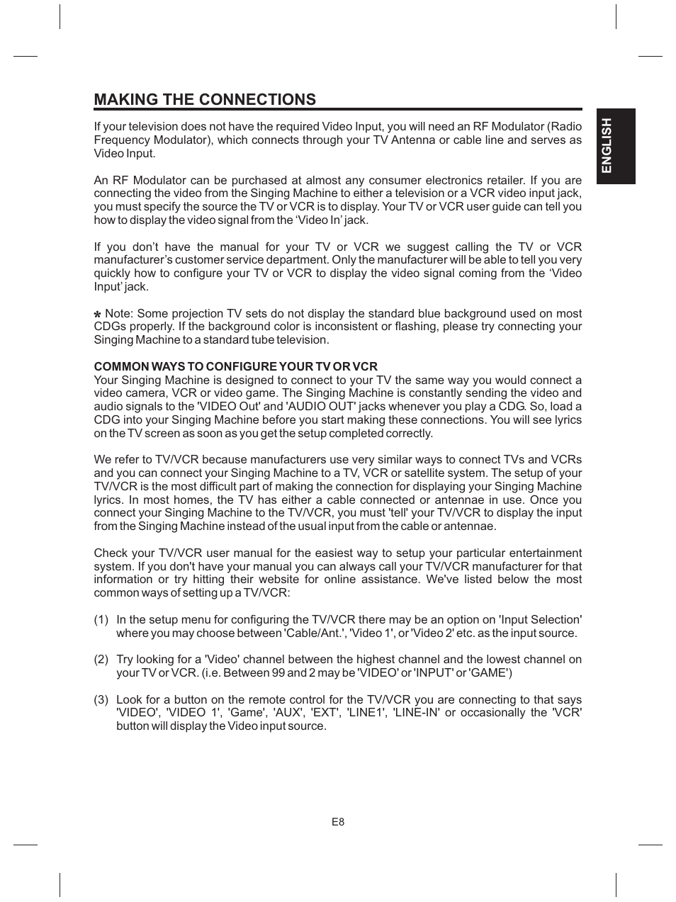 Making the connections | The Singing Machine SMG-151 User Manual | Page 9 / 56