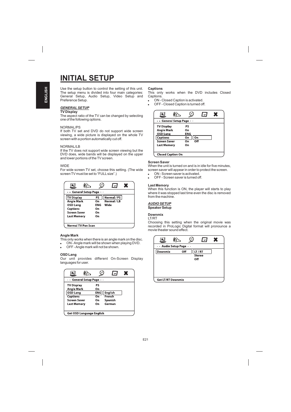 Initial setup | The Singing Machine STVD-1001 User Manual | Page 22 / 100