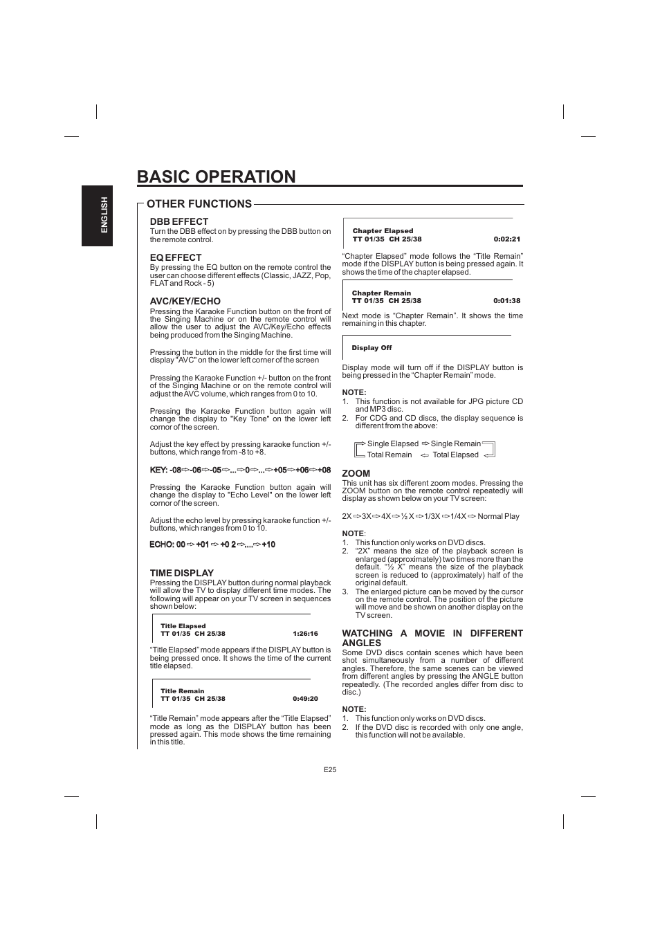 Basic operation, Other functions | The Singing Machine STVD-1001 User Manual | Page 26 / 100