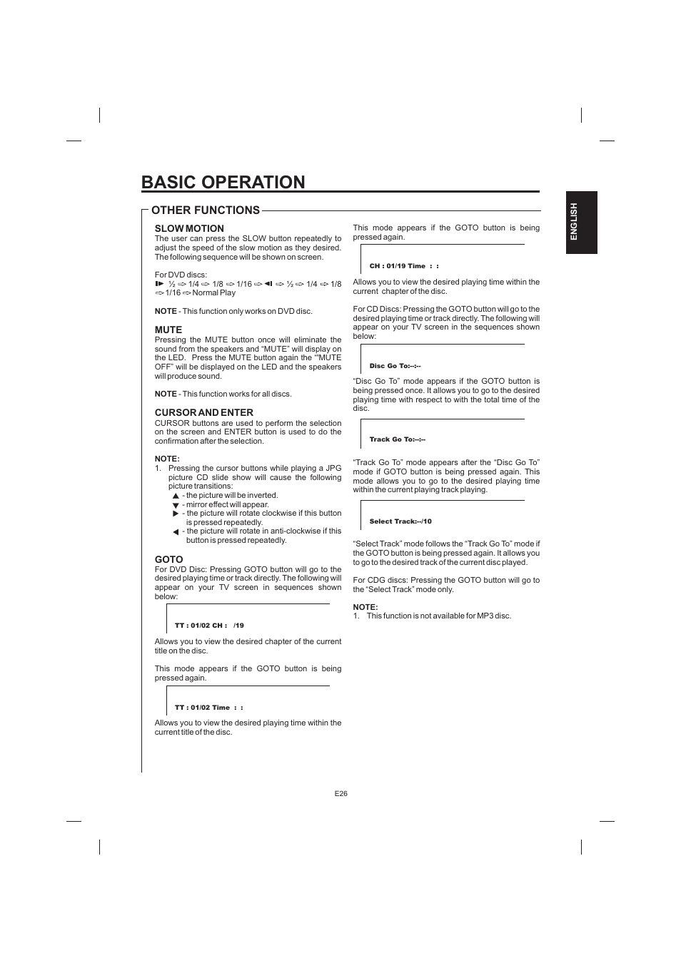 Basic operation, Other functions | The Singing Machine STVD-1001 User Manual | Page 27 / 100