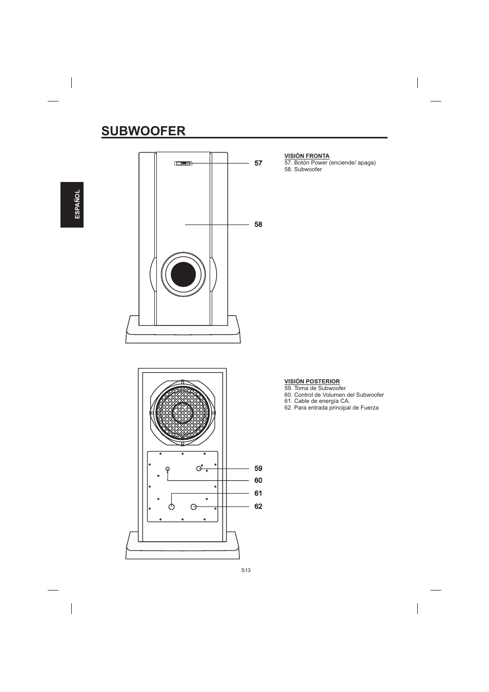 Subwoofer | The Singing Machine STVD-1001 User Manual | Page 46 / 100