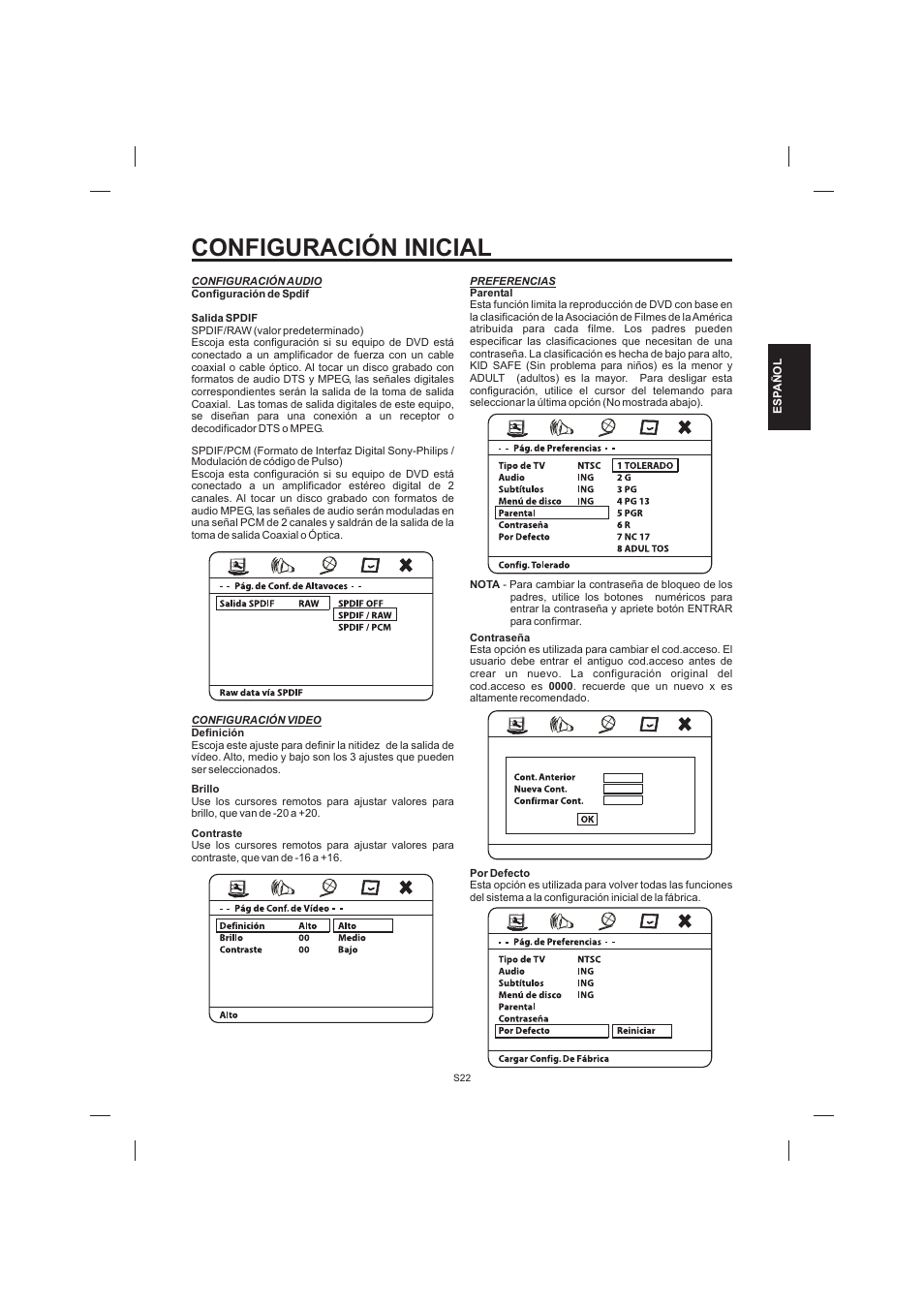 Configuración inicial | The Singing Machine STVD-1001 User Manual | Page 55 / 100