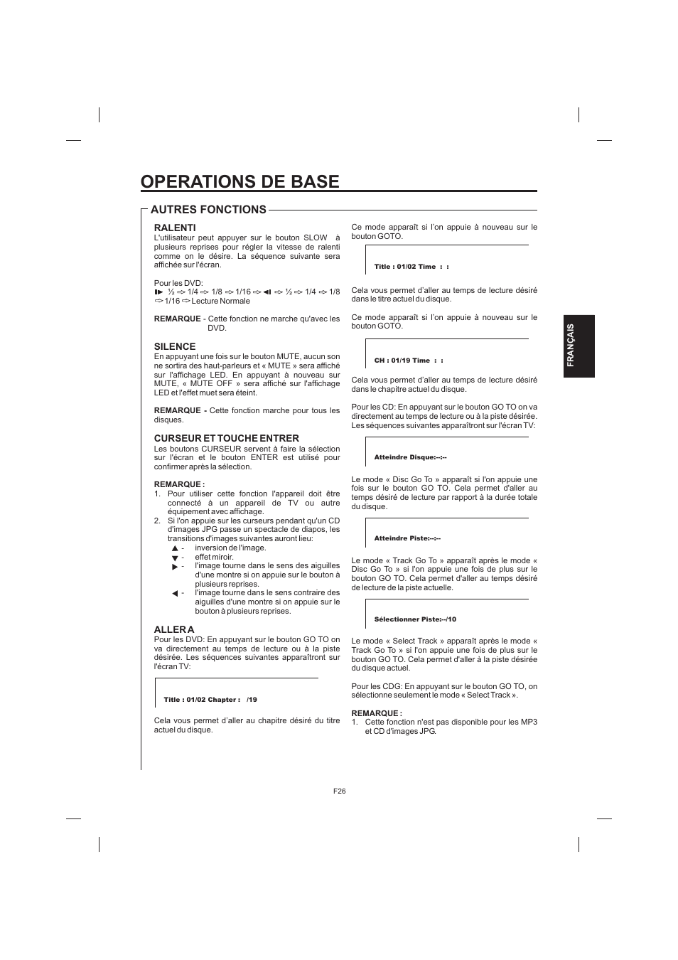 Operations de base, Autres fonctions | The Singing Machine STVD-1001 User Manual | Page 91 / 100