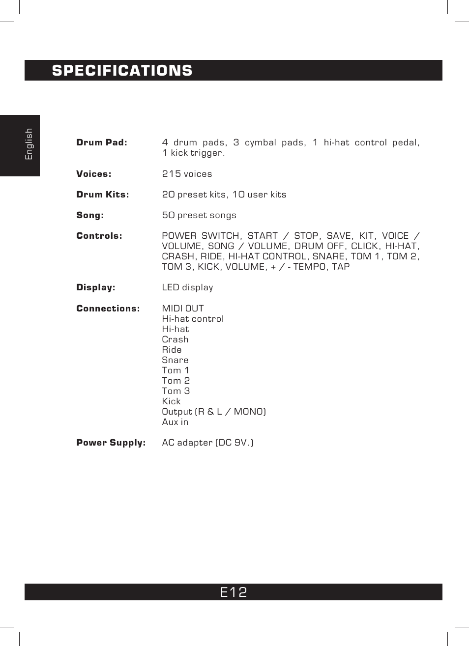 Specifications | The Singing Machine SMI-1460 User Manual | Page 12 / 44