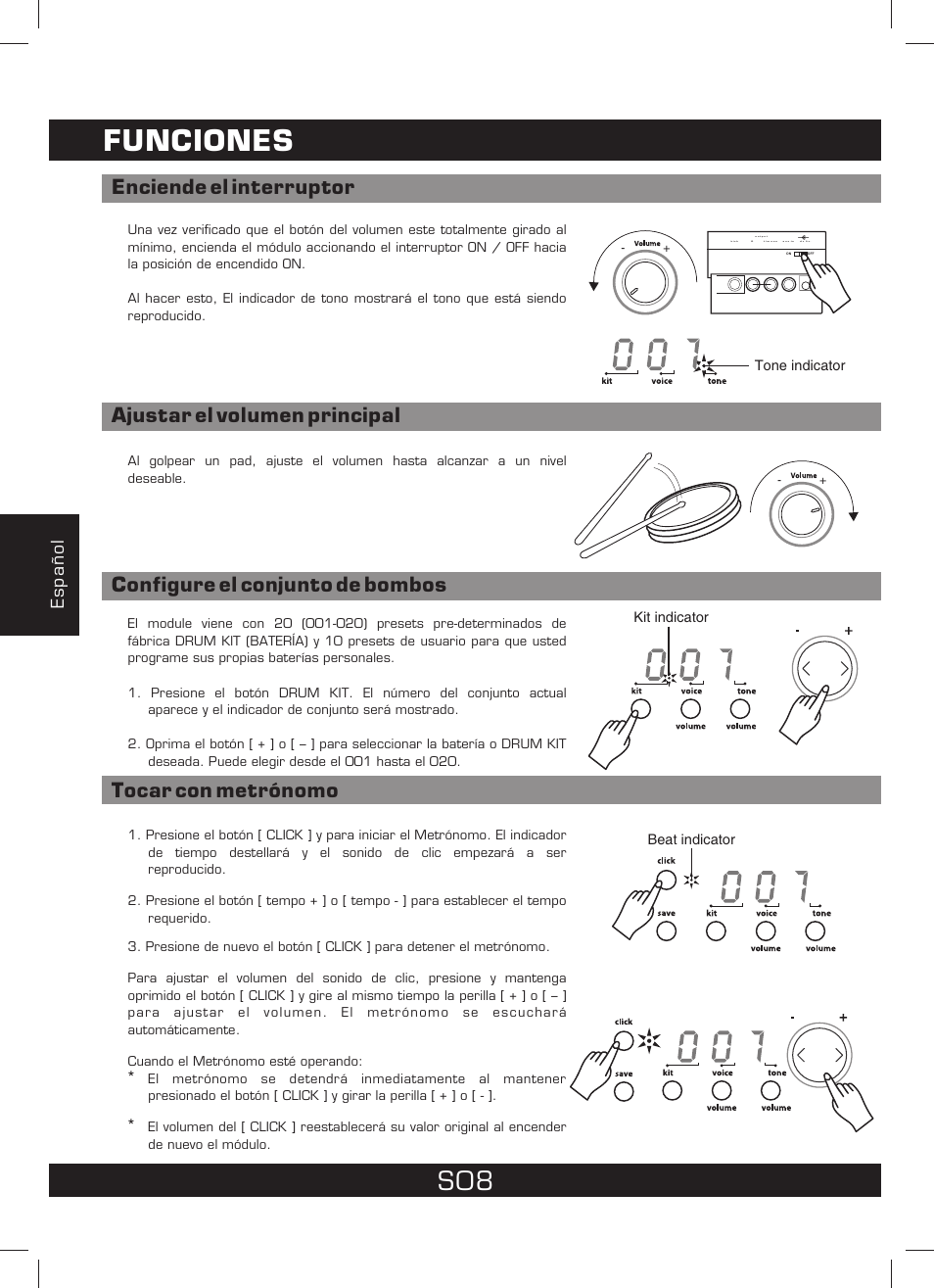 Funciones | The Singing Machine SMI-1460 User Manual | Page 36 / 44