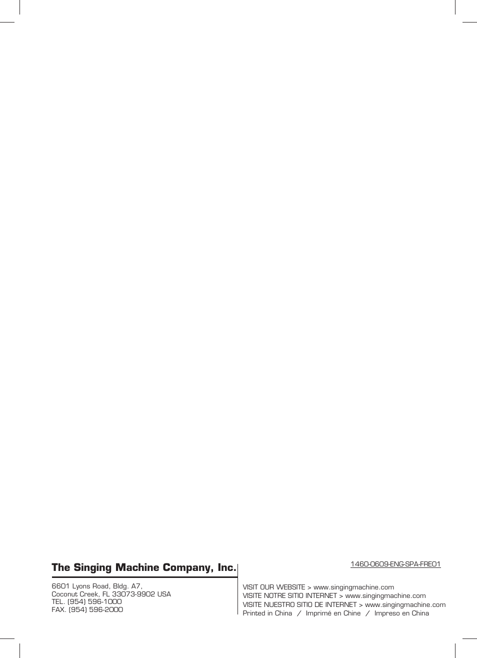 The singing machine company, inc | The Singing Machine SMI-1460 User Manual | Page 44 / 44