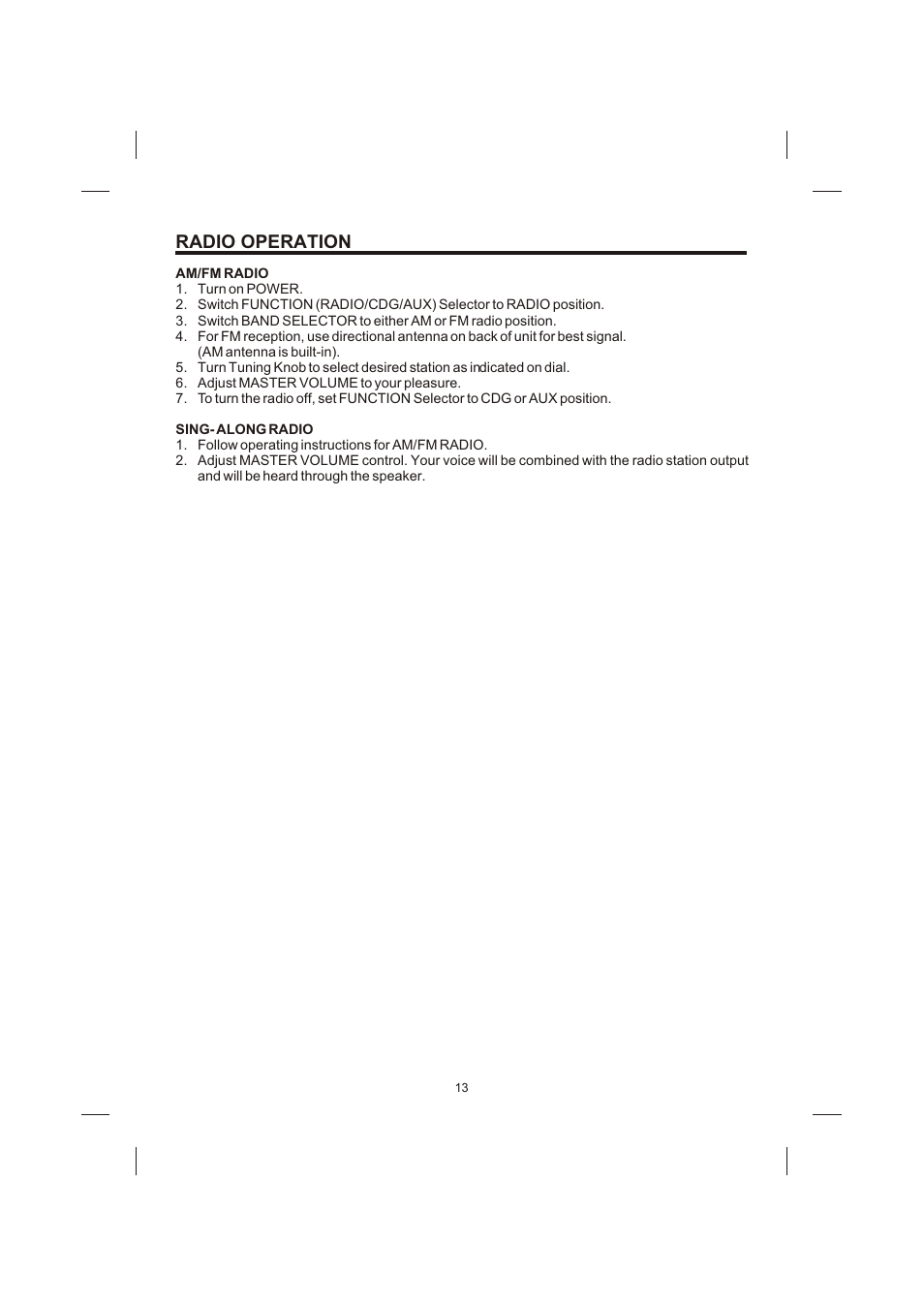 Radio operation | The Singing Machine STVG-710 User Manual | Page 14 / 20