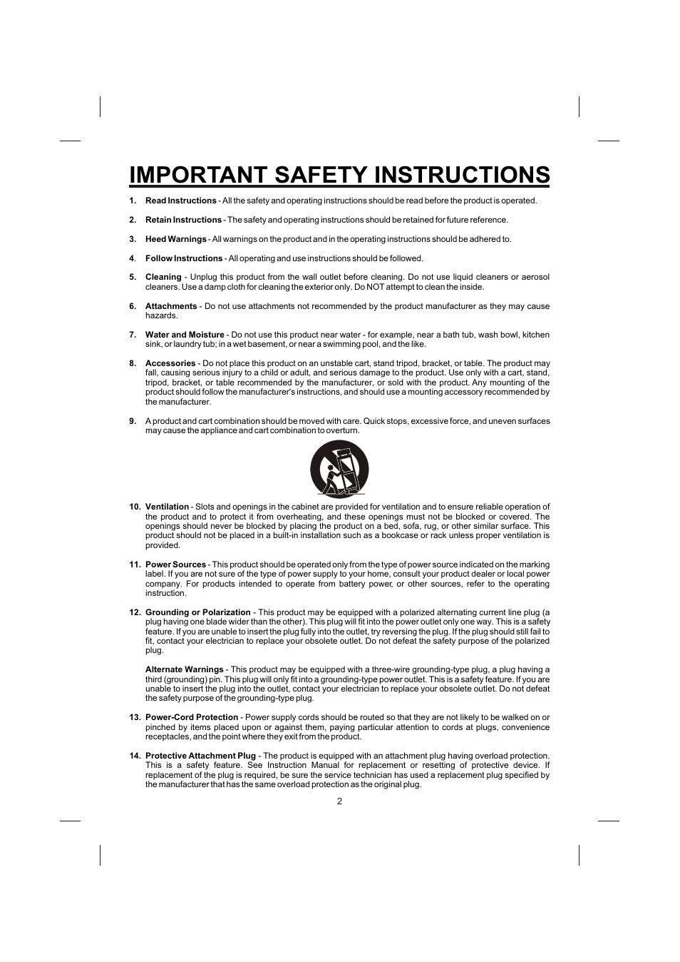 Important safety instructions | The Singing Machine STVG-710 User Manual | Page 3 / 20