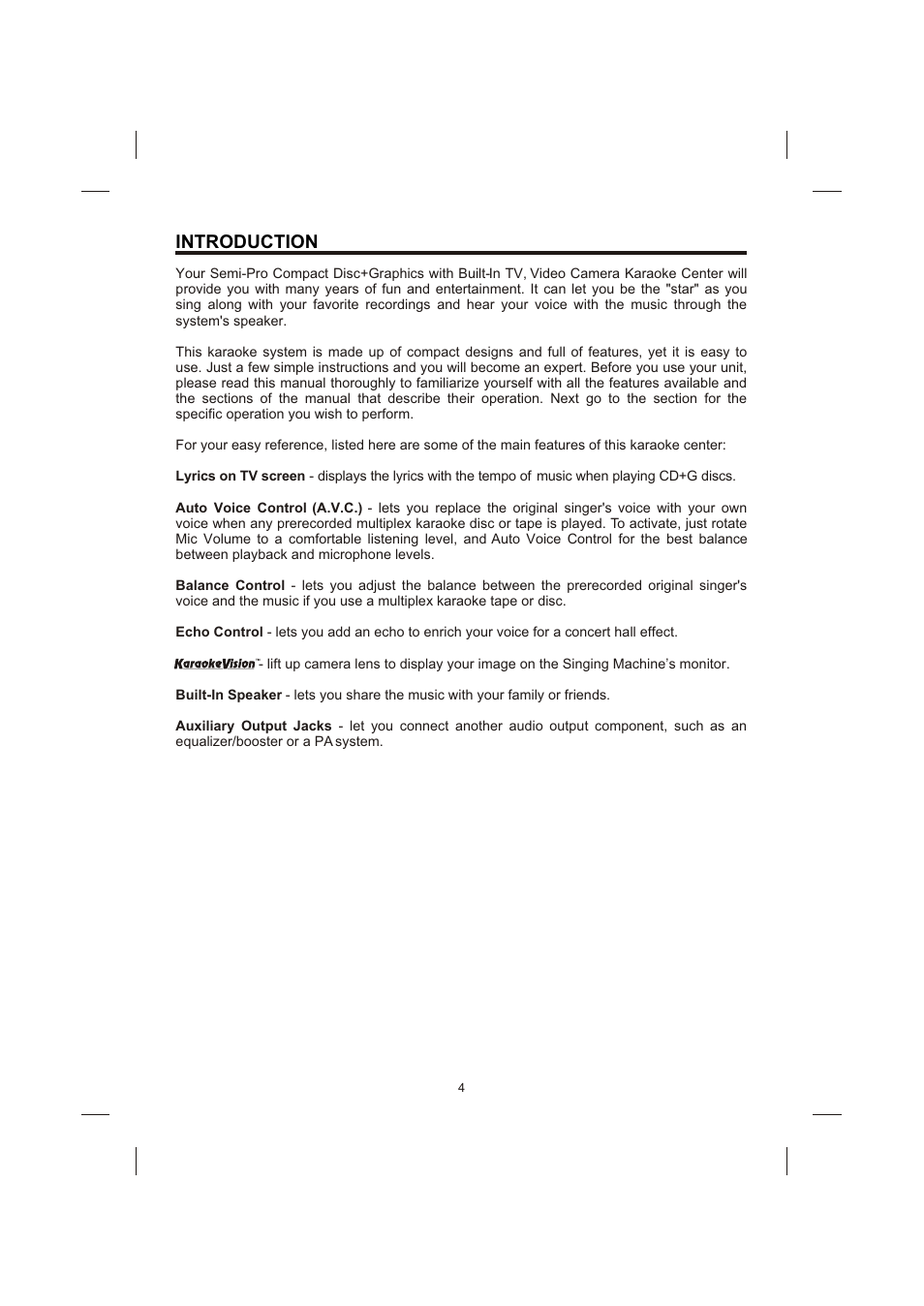 Introduction | The Singing Machine STVG-710 User Manual | Page 5 / 20