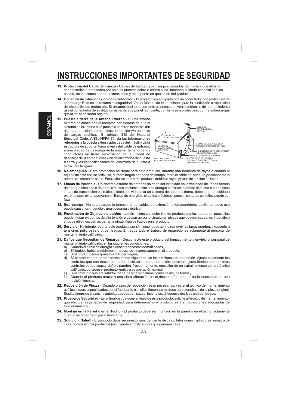 Instrucciones importantes de seguridad | The Singing Machine STVG-520 User Manual | Page 22 / 56