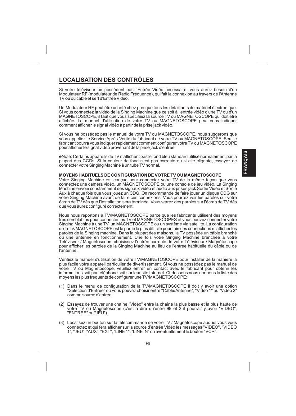 Localisation des contrôles | The Singing Machine STVG-520 User Manual | Page 45 / 56
