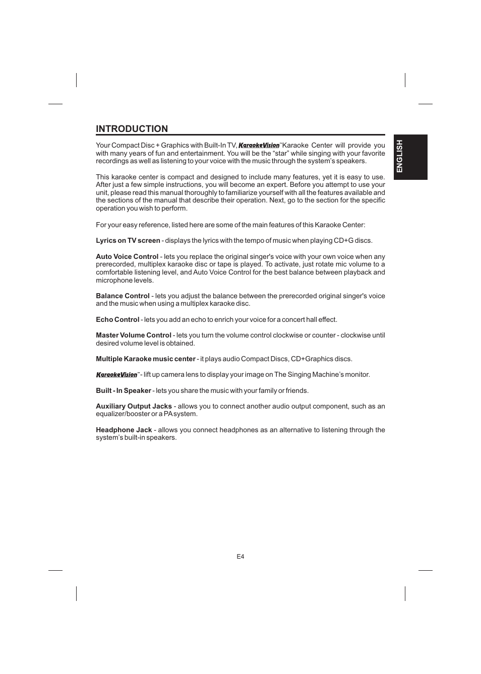 Introduction | The Singing Machine STVG-520 User Manual | Page 5 / 56