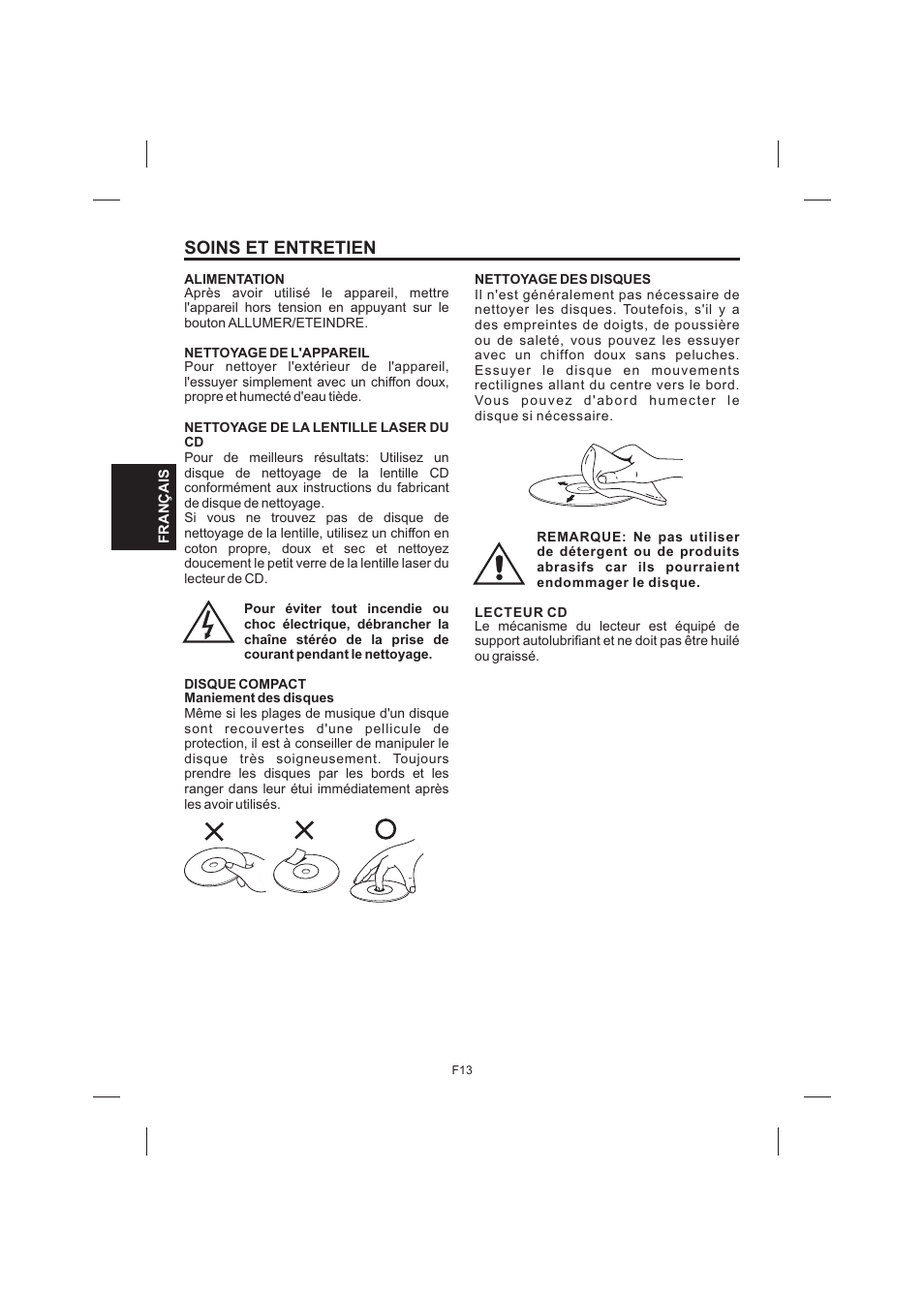 Soins et entretien | The Singing Machine STVG-520 User Manual | Page 50 / 56