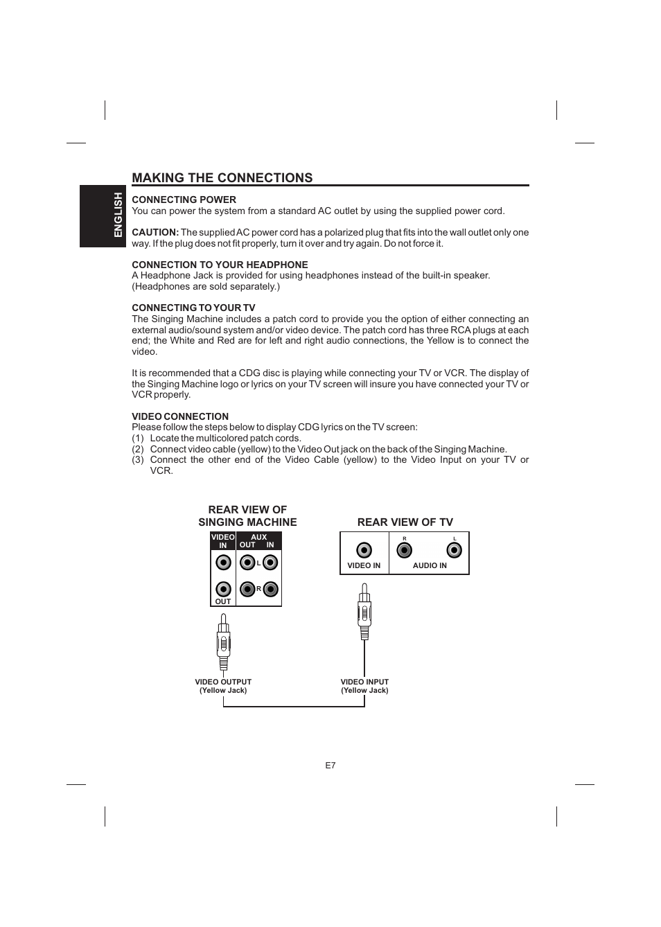 Making the connections | The Singing Machine STVG-520 User Manual | Page 8 / 56