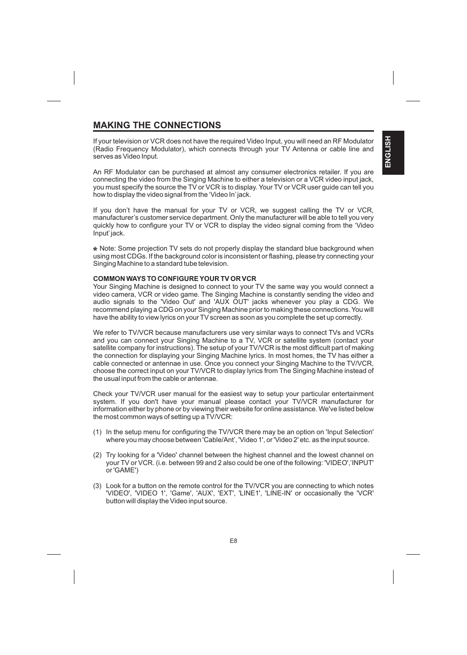 Making the connections | The Singing Machine STVG-520 User Manual | Page 9 / 56