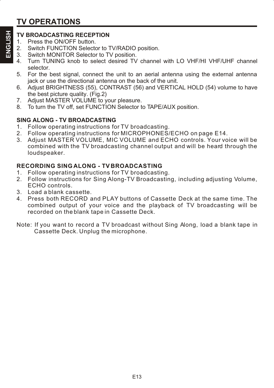 Tv operations | The Singing Machine STVG-707 User Manual | Page 14 / 24