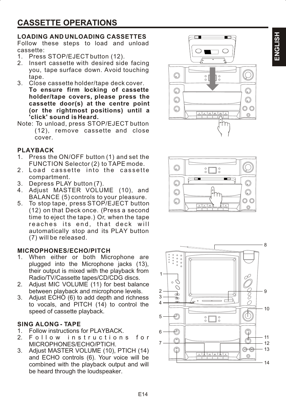 Cassette operations | The Singing Machine STVG-707 User Manual | Page 15 / 24