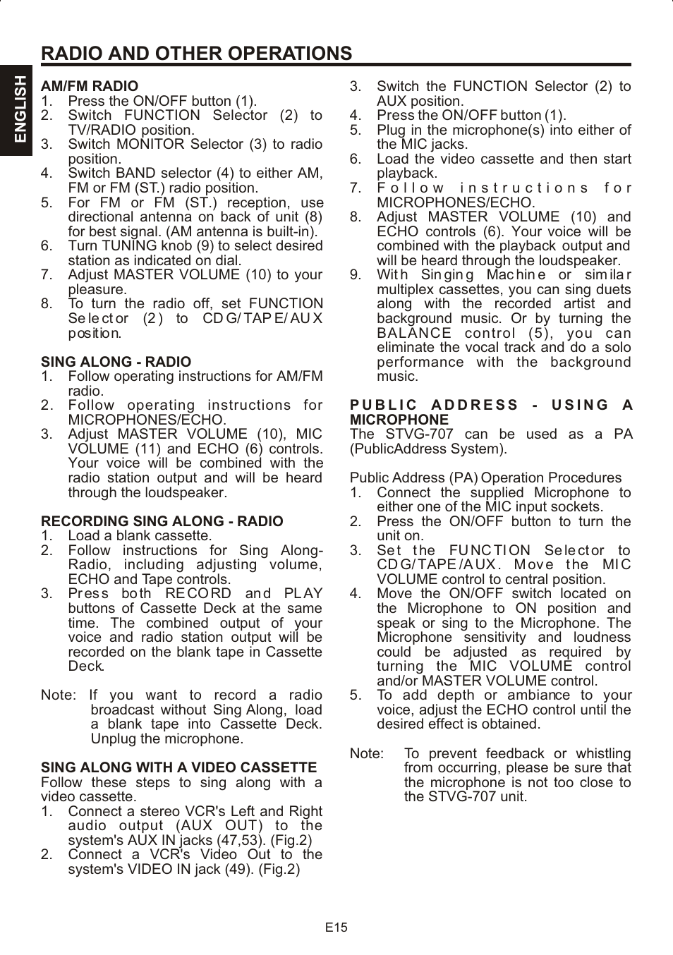 Radio and other operations | The Singing Machine STVG-707 User Manual | Page 16 / 24