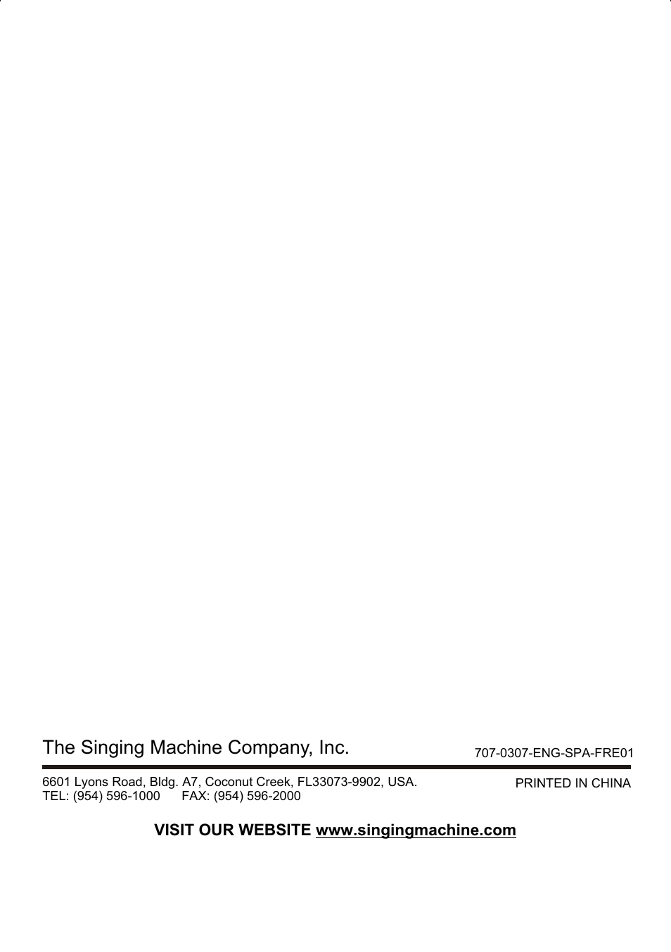 The singing machine company, inc | The Singing Machine STVG-707 User Manual | Page 24 / 24