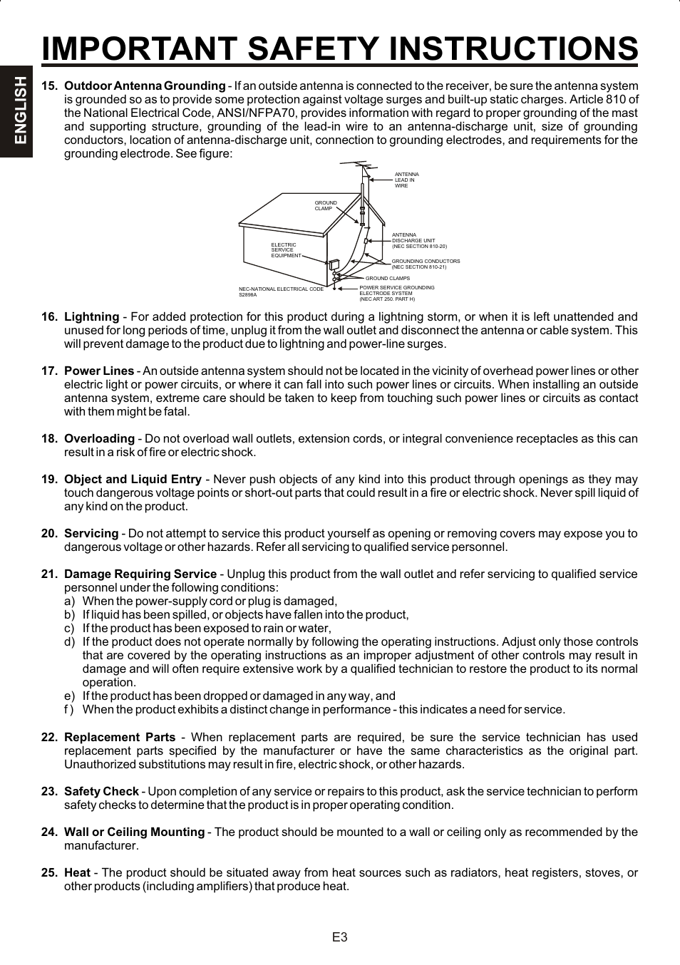 Important safety instructions, English | The Singing Machine STVG-707 User Manual | Page 4 / 24