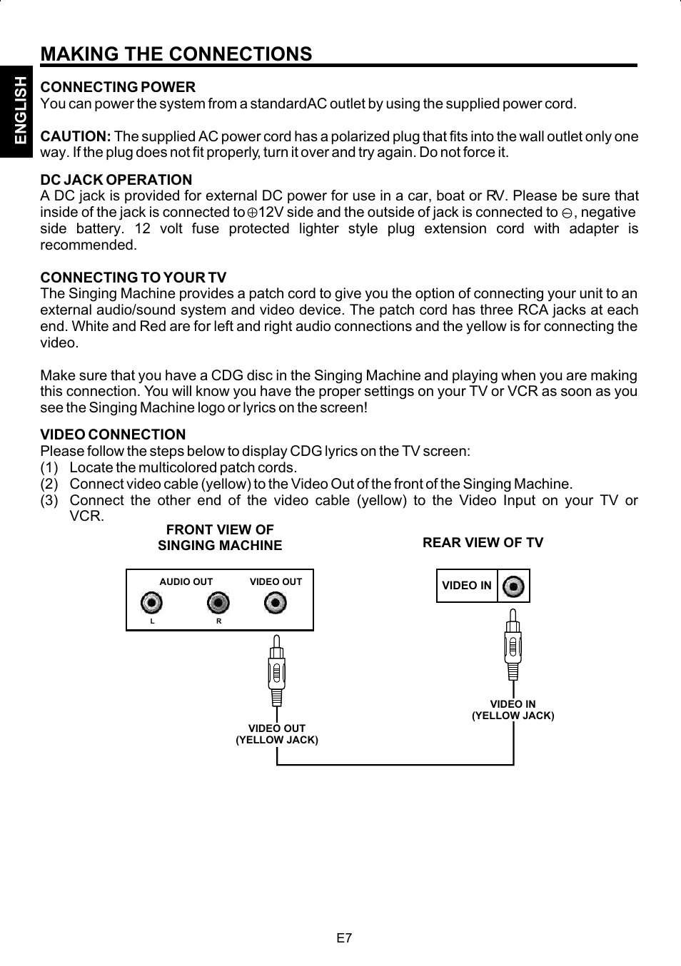 Making the connections | The Singing Machine SMG-180 User Manual | Page 8 / 20