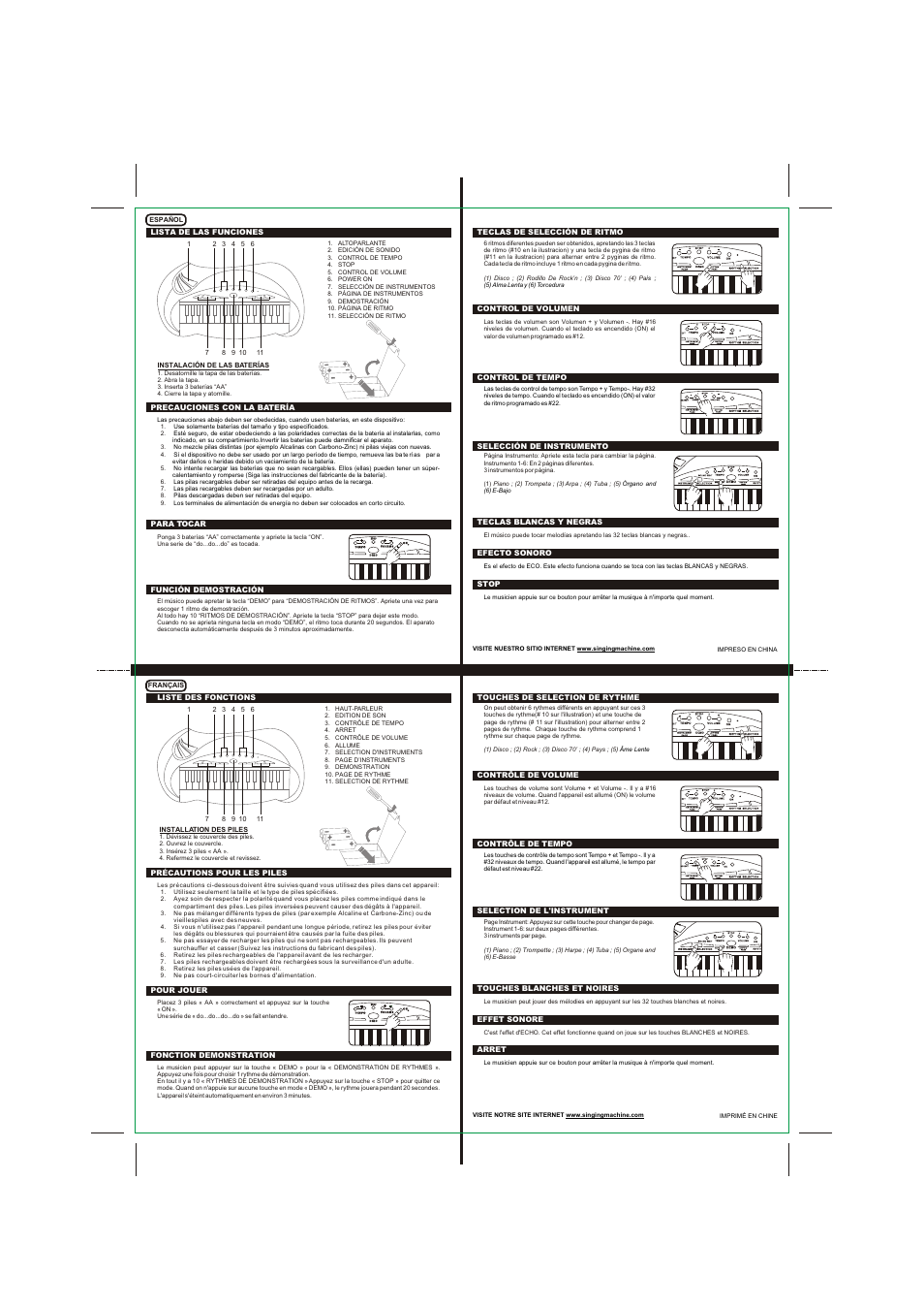 The Singing Machine Electronic 32-Key Keyboard SMB-539 User Manual | Page 2 / 2
