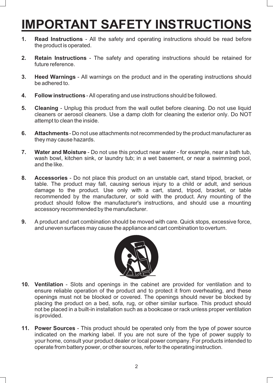 Important safety instructions | The Singing Machine SMVG-600 User Manual | Page 3 / 24