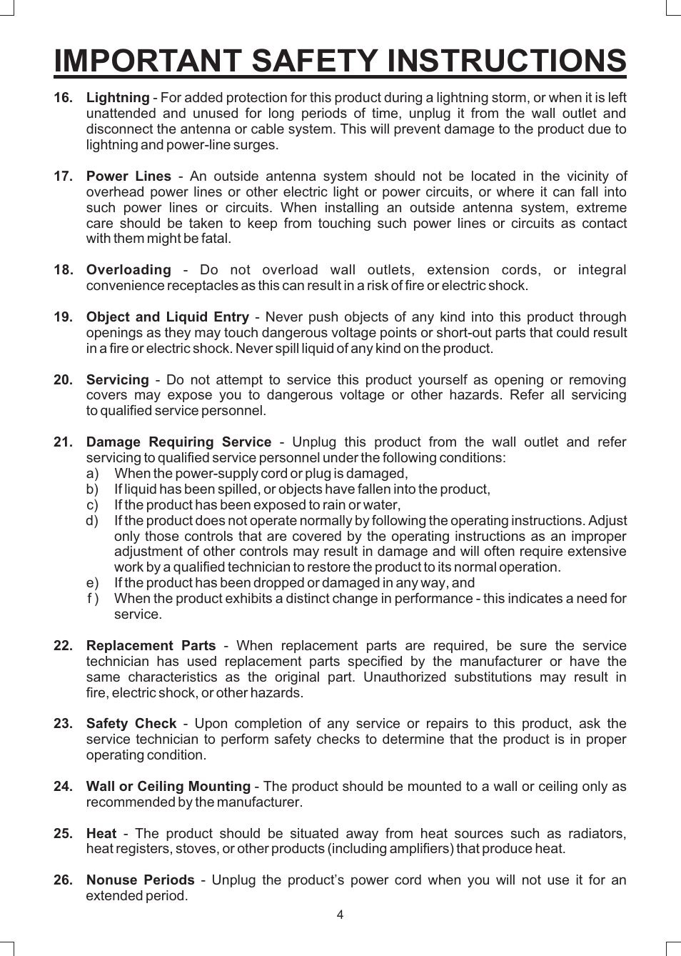 Important safety instructions | The Singing Machine SMVG-600 User Manual | Page 5 / 24