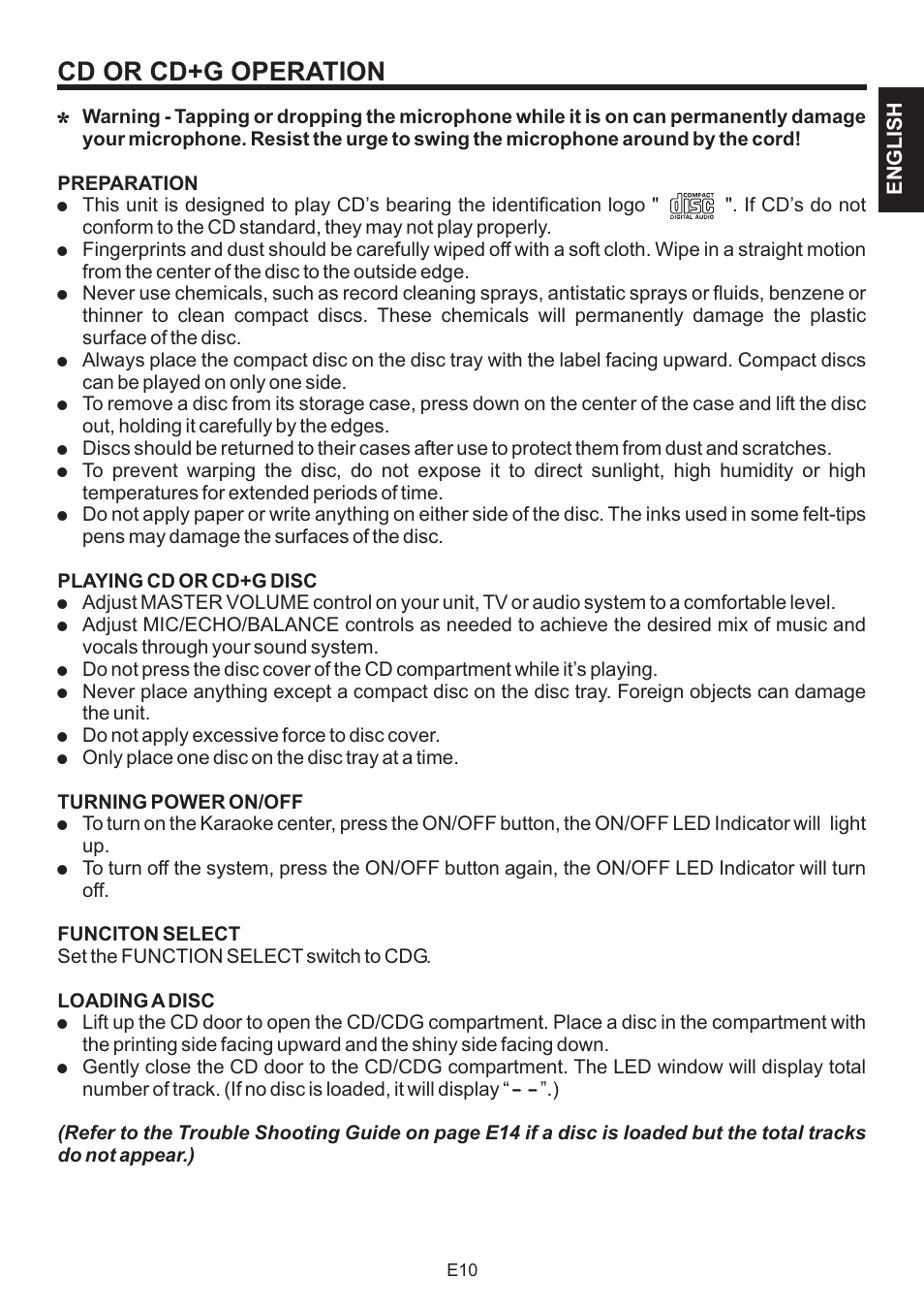Cd or cd+g operation | The Singing Machine BRATZ SMB-664 User Manual | Page 11 / 56