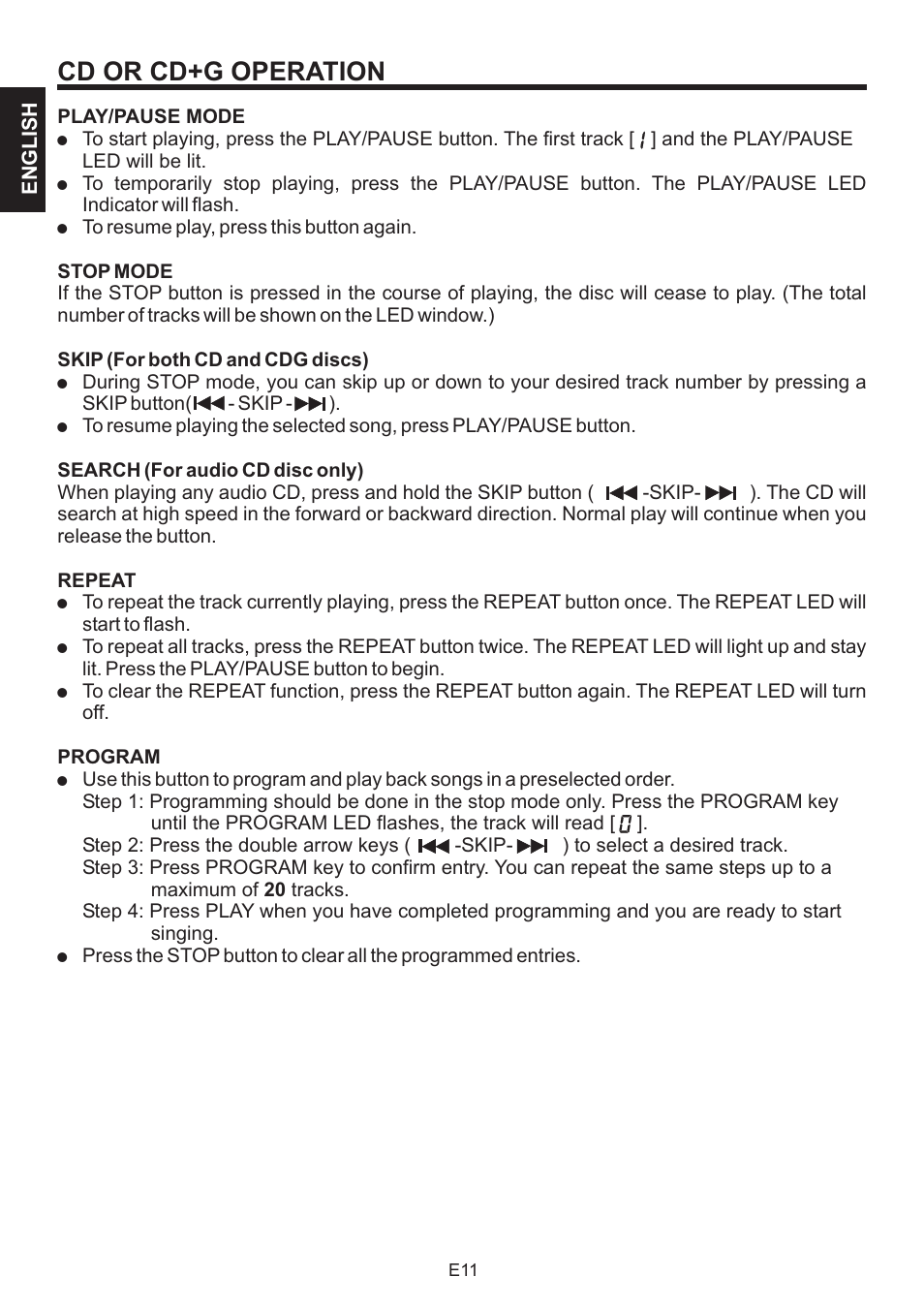 Cd or cd+g operation | The Singing Machine BRATZ SMB-664 User Manual | Page 12 / 56