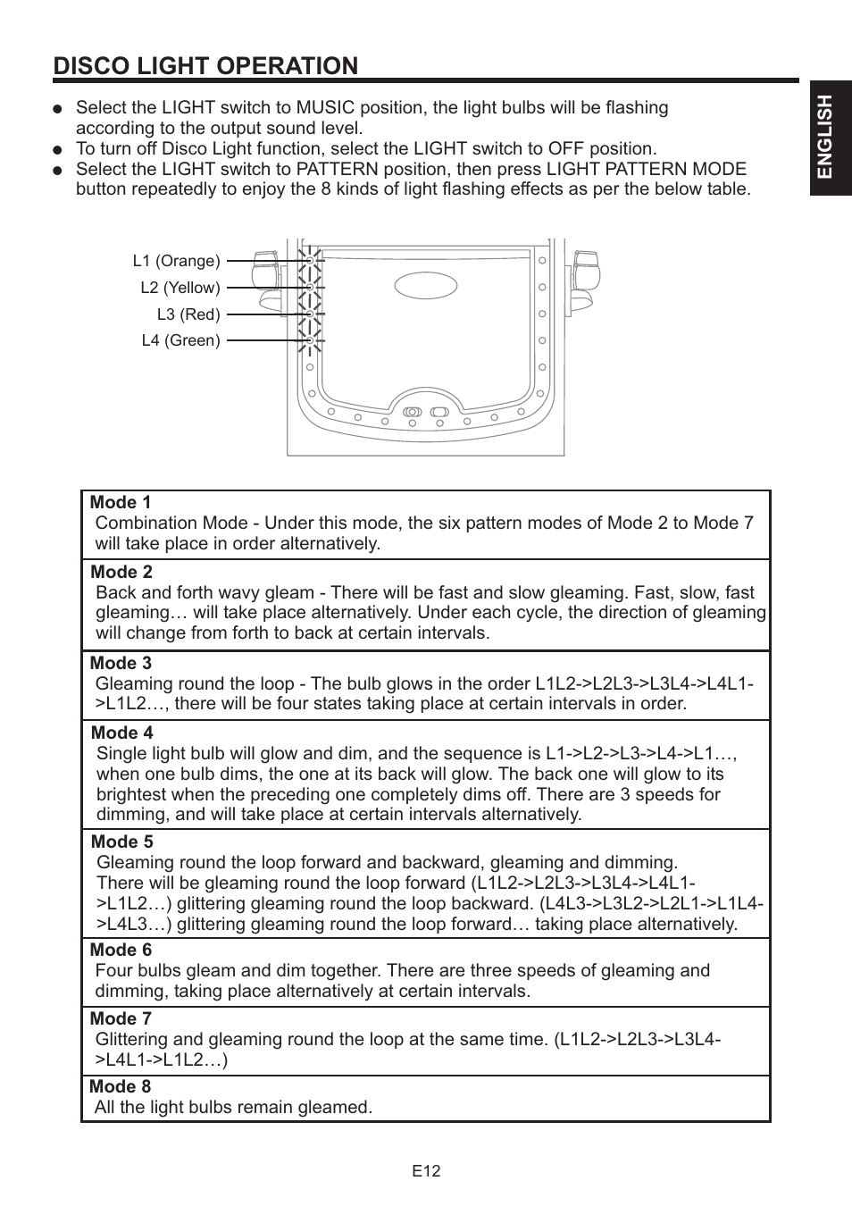 Disco light operation | The Singing Machine BRATZ SMB-664 User Manual | Page 13 / 56