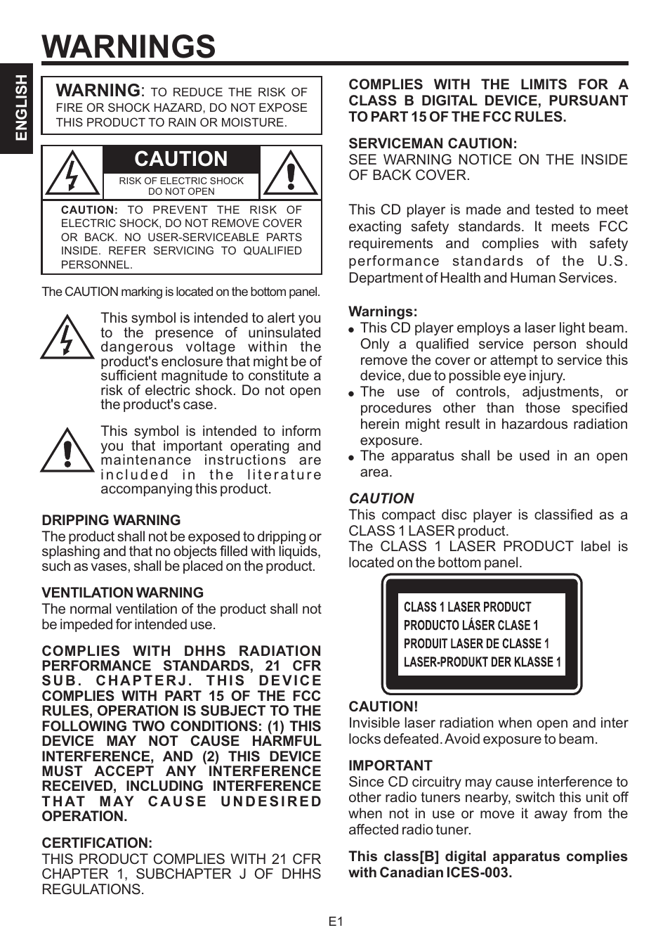 Warnings, Caution, Warning | The Singing Machine BRATZ SMB-664 User Manual | Page 2 / 56