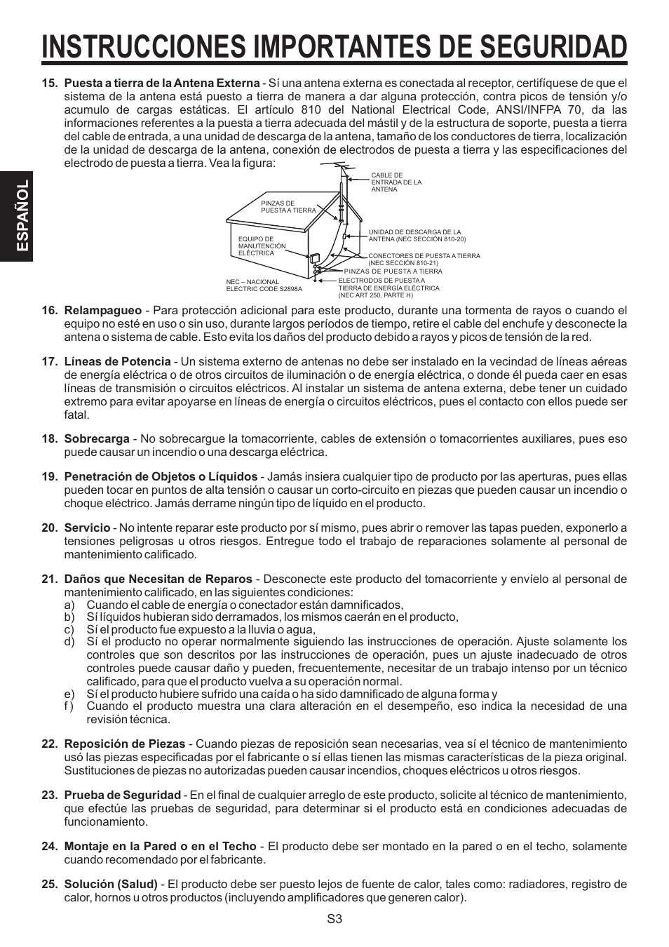 Instrucciones importantes de seguridad, Esp añol | The Singing Machine BRATZ SMB-664 User Manual | Page 22 / 56