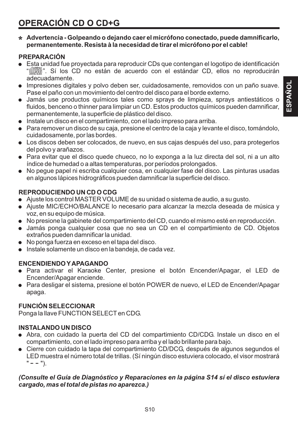 Operación cd o cd+g d | The Singing Machine BRATZ SMB-664 User Manual | Page 29 / 56