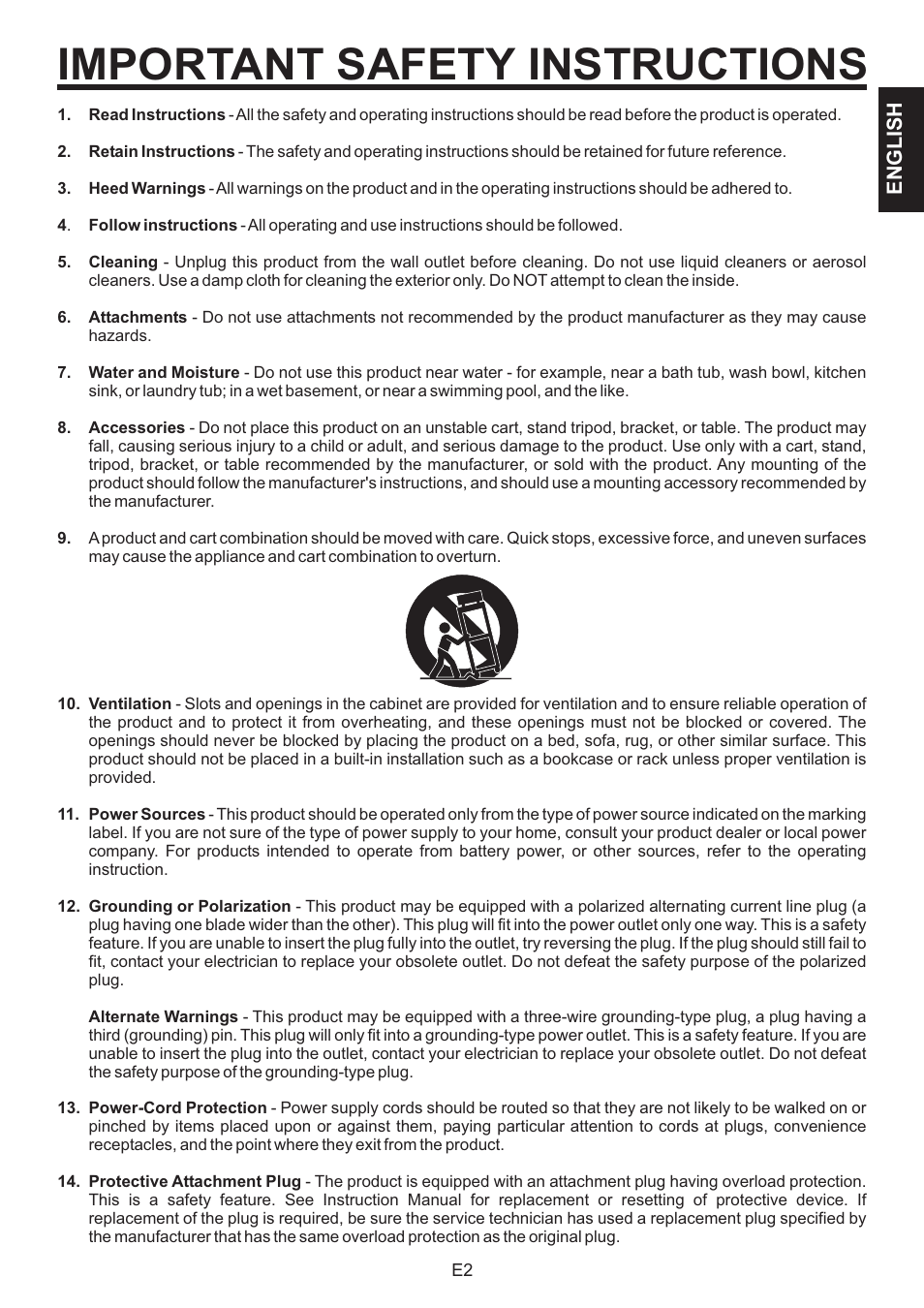 Important safety instructions, English | The Singing Machine BRATZ SMB-664 User Manual | Page 3 / 56