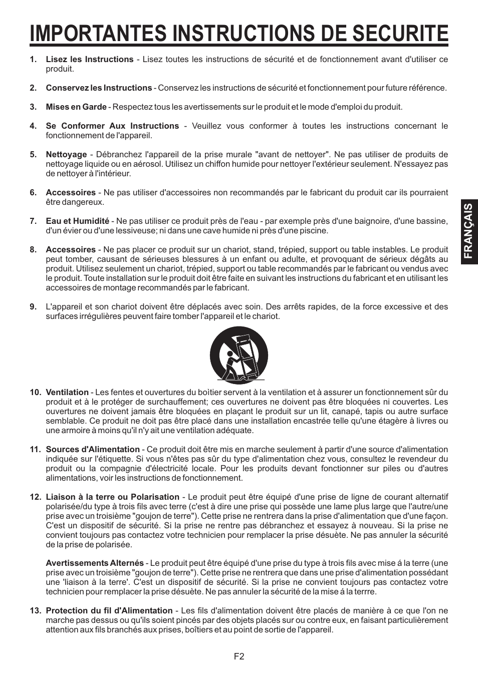 Importantes instructions de securite, Français | The Singing Machine BRATZ SMB-664 User Manual | Page 39 / 56
