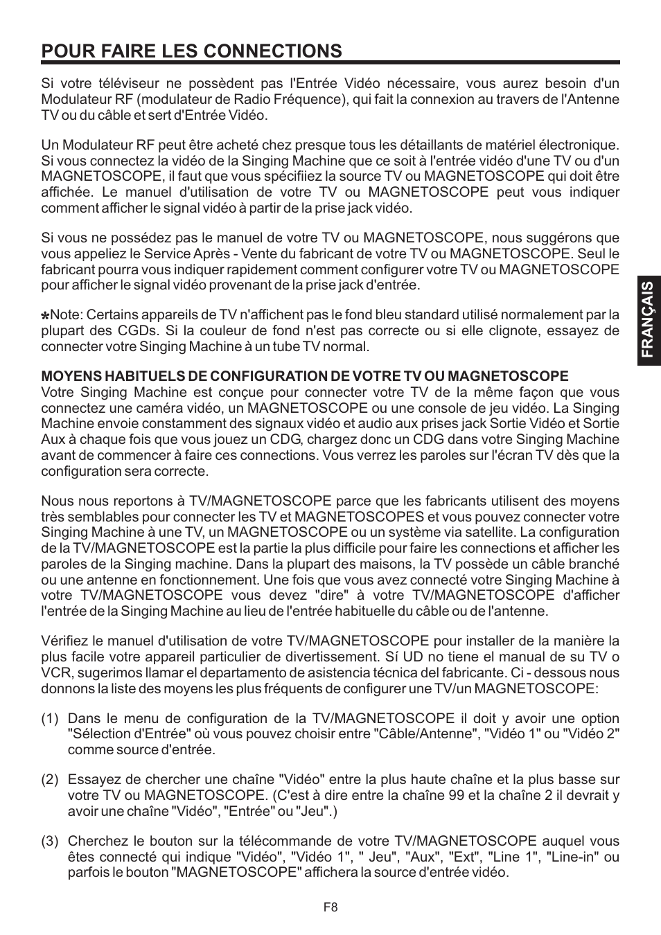 Pour faire les connections | The Singing Machine BRATZ SMB-664 User Manual | Page 45 / 56