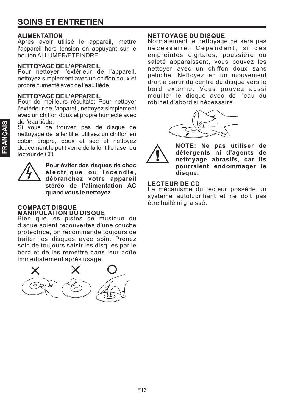 Soins et entretien | The Singing Machine BRATZ SMB-664 User Manual | Page 50 / 56