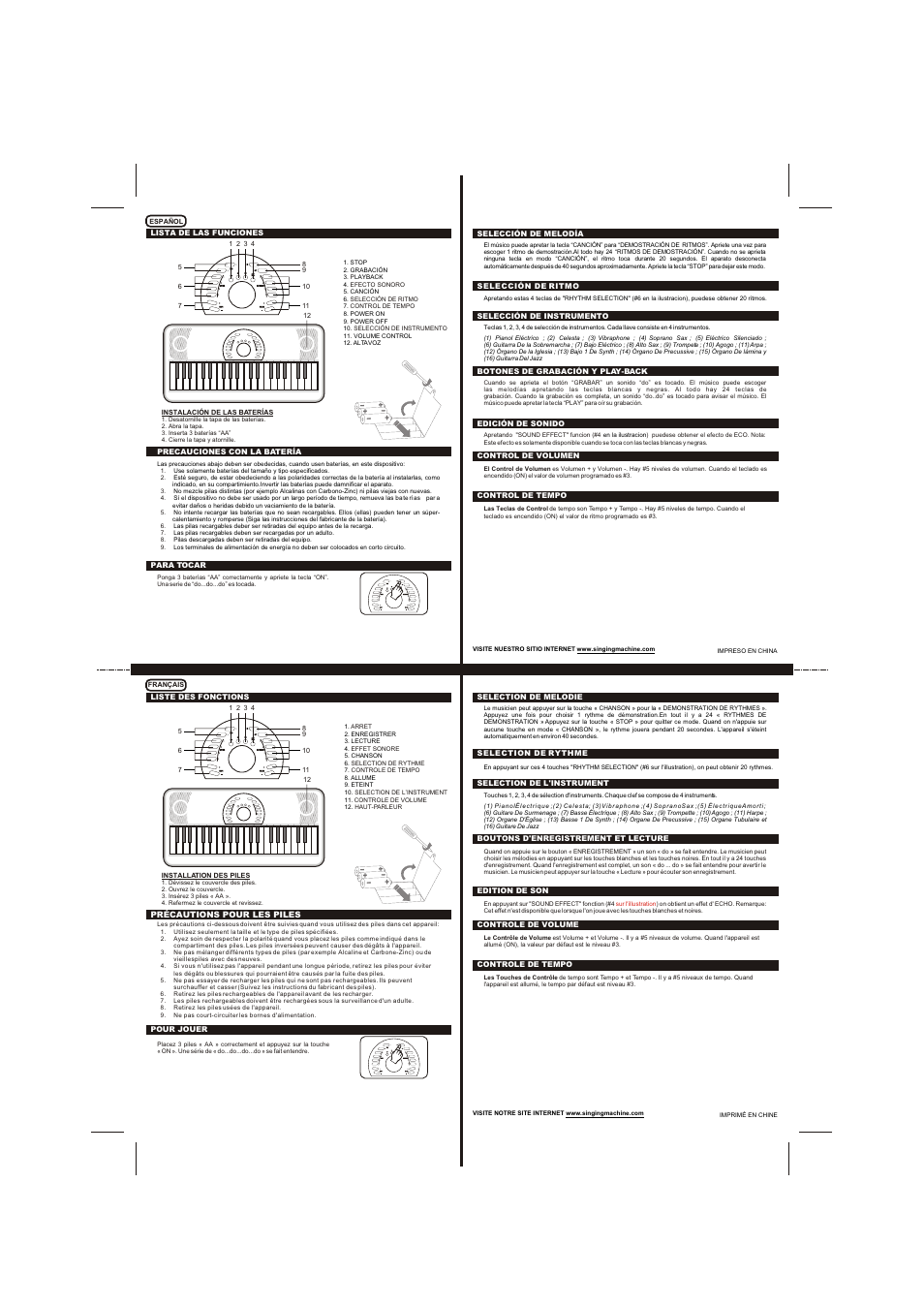 The Singing Machine Electronic 37-Key Keyboard SMB-541 User Manual | Page 2 / 2