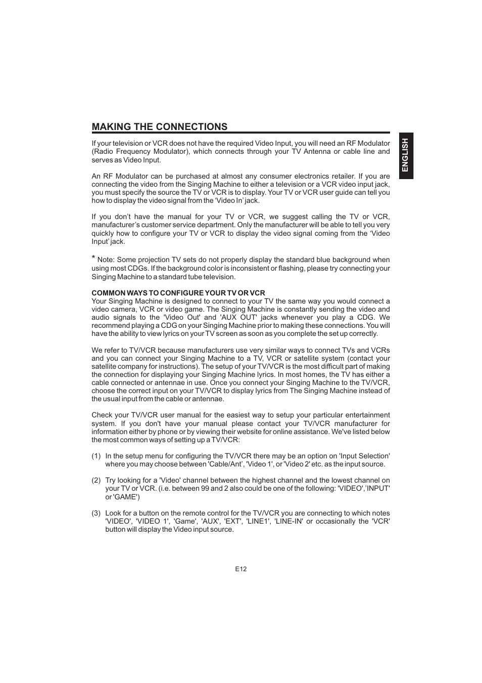 Making the connections | The Singing Machine Pedestal CDG Karaoke System iSM-1010 User Manual | Page 13 / 80