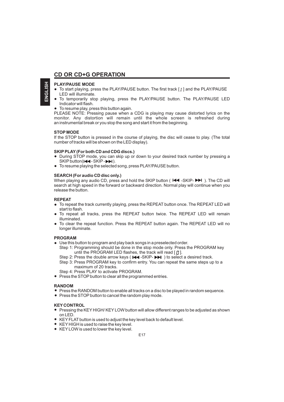 Cd or cd+g operation | The Singing Machine Pedestal CDG Karaoke System iSM-1010 User Manual | Page 18 / 80