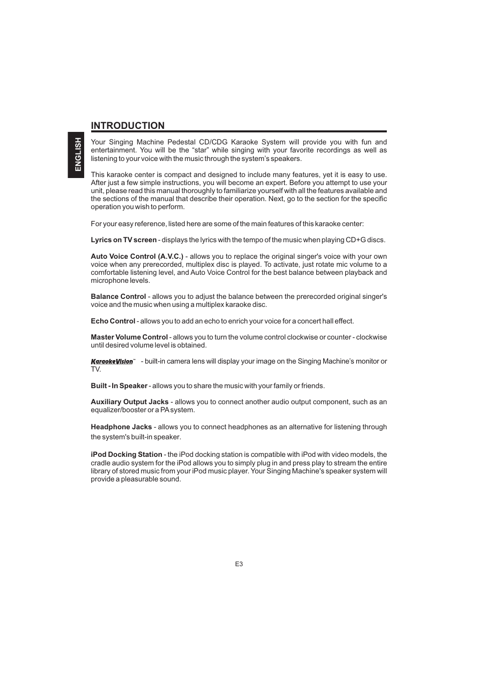 Introduction | The Singing Machine Pedestal CDG Karaoke System iSM-1010 User Manual | Page 4 / 80