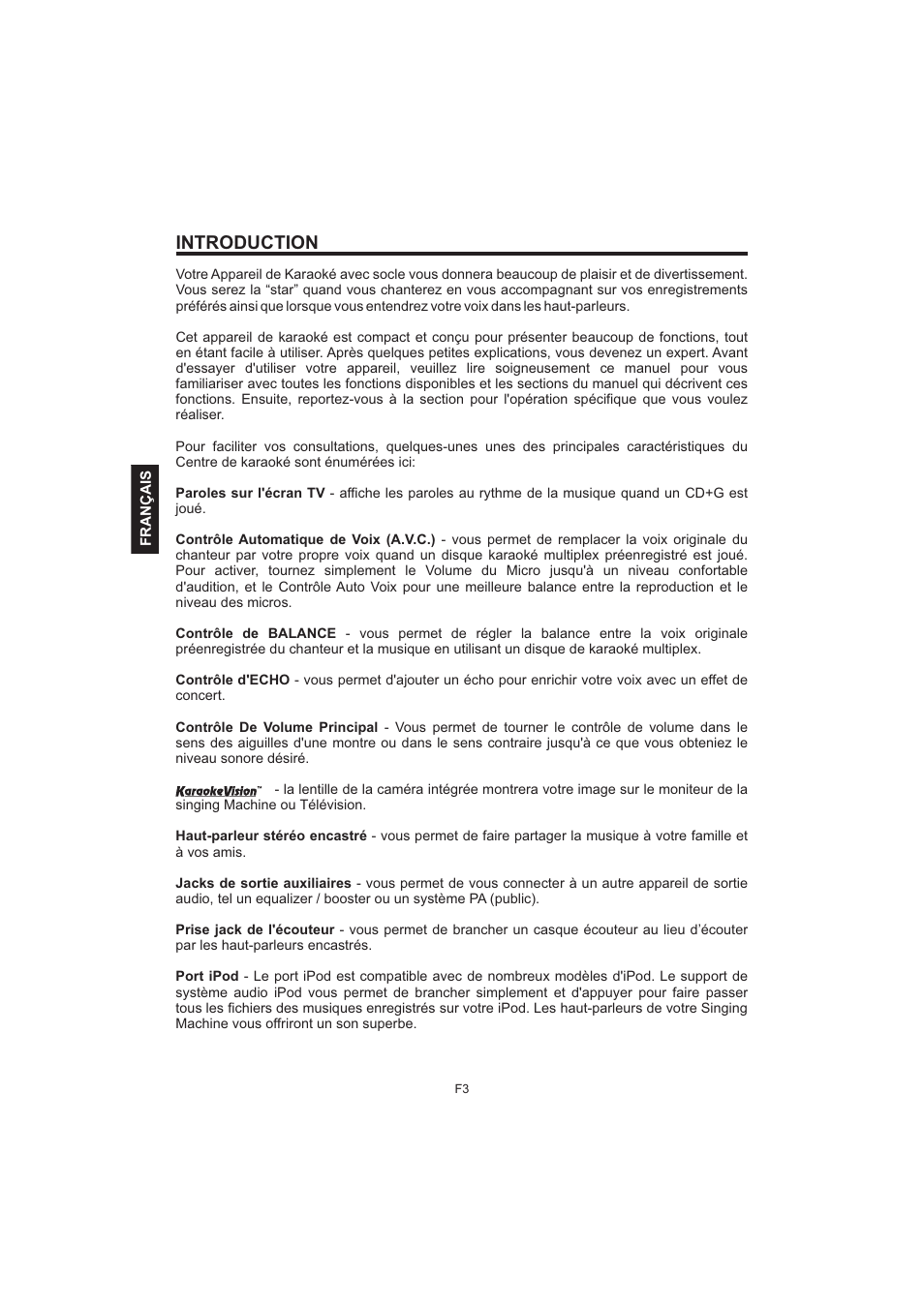 Introduction | The Singing Machine Pedestal CDG Karaoke System iSM-1010 User Manual | Page 56 / 80