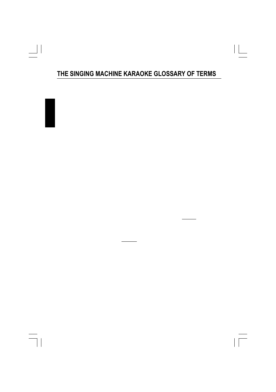 The singing machine karaoke glossary of terms, English | The Singing Machine ISM-370 User Manual | Page 26 / 77