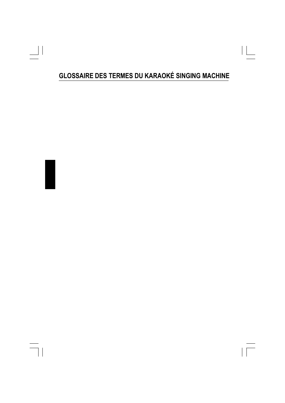 Glossaire des termes du karaoké singing machine | The Singing Machine ISM-370 User Manual | Page 76 / 77