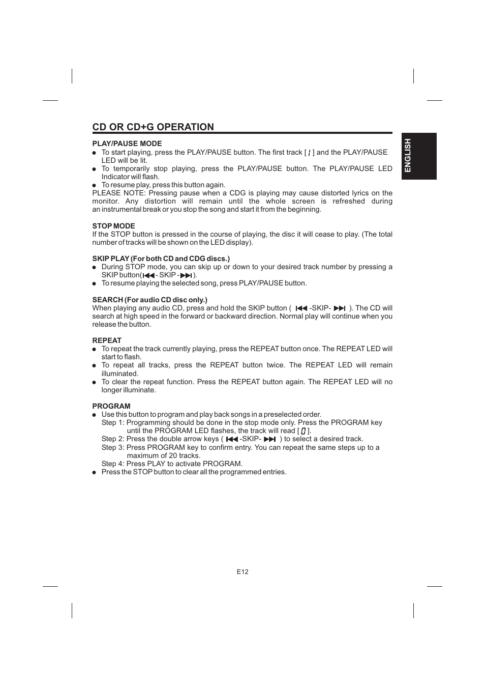 Cd or cd+g operation | The Singing Machine STVG-535 User Manual | Page 13 / 64