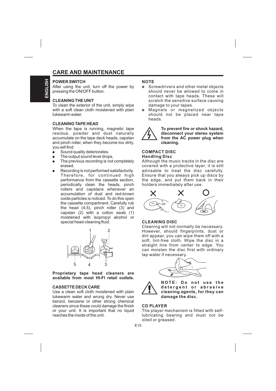 Care and maintenance | The Singing Machine STVG-535 User Manual | Page 16 / 64